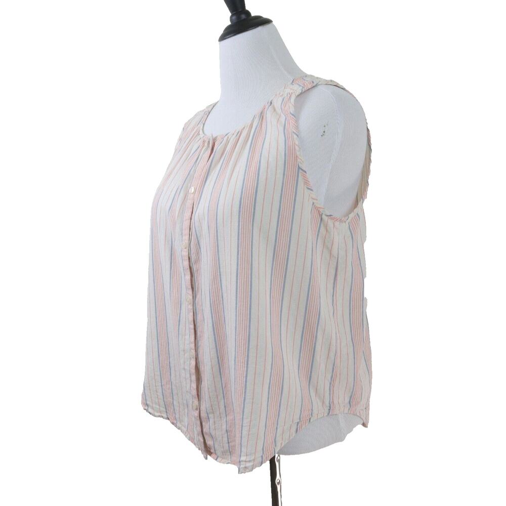 Lucky Brand Size L Top Lightweight Cotton Striped Blue Peach